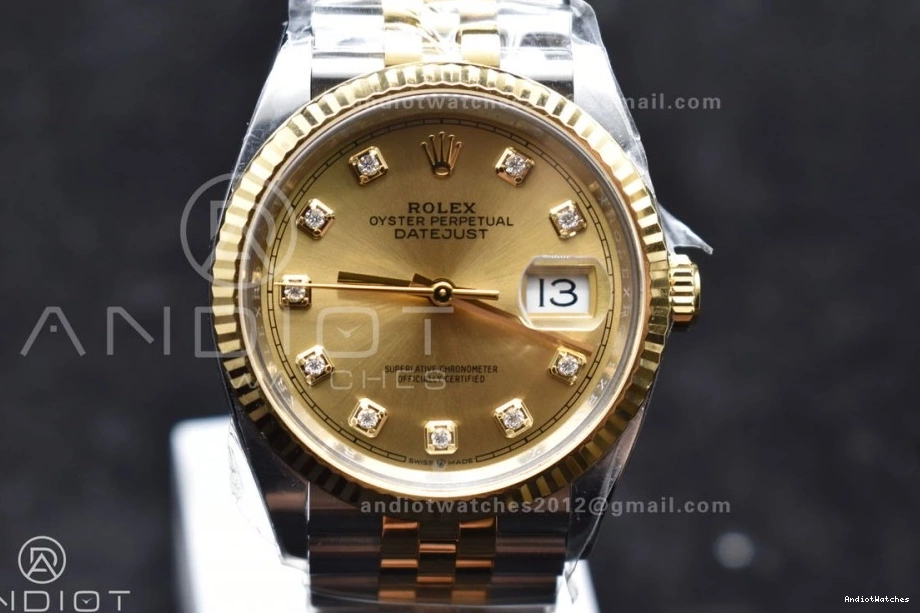 on Bracelet VR Jubilee 36 558 Diamonds Clean 904L Best YG 1:1 DateJust YG Dial Edition Versatile Steel 126233 SS 0306
